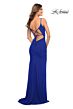 La Femme 30393 Ruched Surplice Bodice Lace-Up Back Dress