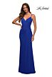 La Femme 30393 Ruched Surplice Bodice Lace-Up Back Dress
