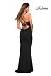La Femme 30402 Lace-Up Back Ruched Corset Dress
