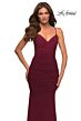 La Femme 30402 Lace-Up Back Ruched Corset Dress
