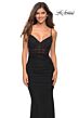 La Femme 30402 Lace-Up Back Ruched Corset Dress