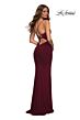 La Femme 30402 Lace-Up Back Ruched Corset Dress