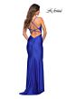 La Femme 30413 Cowl Neckline Lace-Up Hot Fix Dress