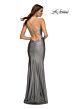 La Femme 30413 Cowl Neckline Lace-Up Hot Fix Dress