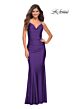 La Femme 30413 Cowl Neckline Lace-Up Hot Fix Dress