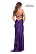 La Femme 30413 Cowl Neckline Lace-Up Hot Fix Dress