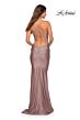 La Femme 30413 Cowl Neckline Lace-Up Hot Fix Dress