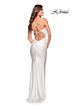 La Femme 30413 Cowl Neckline Lace-Up Hot Fix Dress
