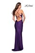La Femme 30413 Cowl Neckline Lace-Up Hot Fix Dress