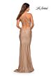 La Femme 30413 Cowl Neckline Lace-Up Hot Fix Dress