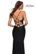 La Femme 30432 Strappy Lace-Up Rhinestone Embellished Jersey Dress