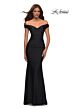 La Femme 30449 Sheer Corset Back Off-The-Shoulder Dress