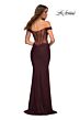 La Femme 30449 Sheer Corset Back Off-The-Shoulder Dress