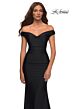 La Femme 30449 Sheer Corset Back Off-The-Shoulder Dress