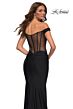 La Femme 30449 Sheer Corset Back Off-The-Shoulder Dress