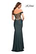 La Femme 30449 Sheer Corset Back Off-The-Shoulder Dress