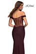 La Femme 30449 Sheer Corset Back Off-The-Shoulder Dress