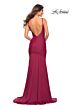 La Femme 30458 Luxe Jersey Low V-Back Slight Scoop Neckline Dress
