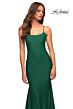 La Femme 30458 Luxe Jersey Low V-Back Slight Scoop Neckline Dress