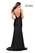 La Femme 30458 Luxe Jersey Low V-Back Slight Scoop Neckline Dress