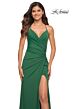 La Femme 30462 Ruched Bodice Crisscross Back Dress