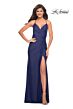 La Femme 30462 Ruched Bodice Crisscross Back Dress