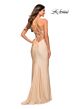 La Femme 30466 Ruched Waist Lace Applique Dress