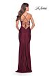 La Femme 30466 Ruched Waist Lace Applique Dress