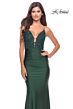 La Femme 30466 Ruched Waist Lace Applique Dress