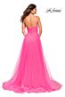 La Femme 30472 Spaghetti Straps Ruched Sheer Corset Dress