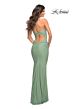 La Femme 30484 Ruched Crisscross Lace-Up Jersey Dress