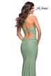 La Femme 30484 Ruched Crisscross Lace-Up Jersey Dress