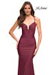 La Femme 30484 Ruched Crisscross Lace-Up Jersey Dress