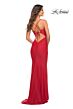La Femme 30484 Ruched Crisscross Lace-Up Jersey Dress