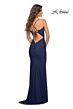 La Femme 30484 Ruched Crisscross Lace-Up Jersey Dress