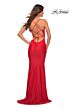 La Femme 30491 Spaghetti Strap Lace-Up Back Dress
