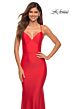 La Femme 30491 Spaghetti Strap Lace-Up Back Dress