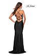 La Femme 30491 Spaghetti Strap Lace-Up Back Dress