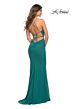 La Femme 30493 Lace-Up Back Scoop Neck Dress