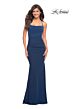 La Femme 30493 Lace-Up Back Scoop Neck Dress