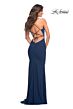La Femme 30493 Lace-Up Back Scoop Neck Dress