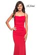 La Femme 30493 Lace-Up Back Scoop Neck Dress