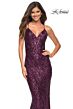La Femme 30496 Lace-Up Back Print Sequin Dress