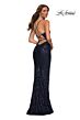 La Femme 30496 Lace-Up Back Print Sequin Dress