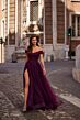La Femme 30498 High Slit Off The Shoulder Ruched Dress