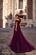 La Femme 30498 High Slit Off The Shoulder Ruched Dress