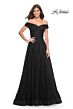 La Femme 30498 High Slit Off The Shoulder Ruched Dress