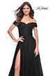 La Femme 30498 High Slit Off The Shoulder Ruched Dress