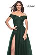 La Femme 30498 High Slit Off The Shoulder Ruched Dress