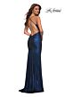 La Femme 30500 Soft Cowl Neckline Metallic Jersey Dress